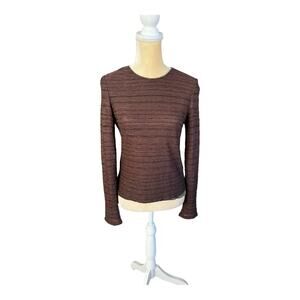 Missoni Made in Italy Brown and Gold Metallic Long Sleeve Shirt Top XS S